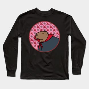 Portrait of a Halloween Horror Vampire Capybara Long Sleeve T-Shirt